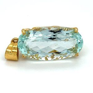 Certified Aquamarine 19.51ct Solid 18K Pendant